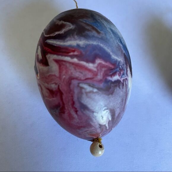 Set of 2 Handmade Egg Ornaments Wood and Wax - Picture 3 of 12